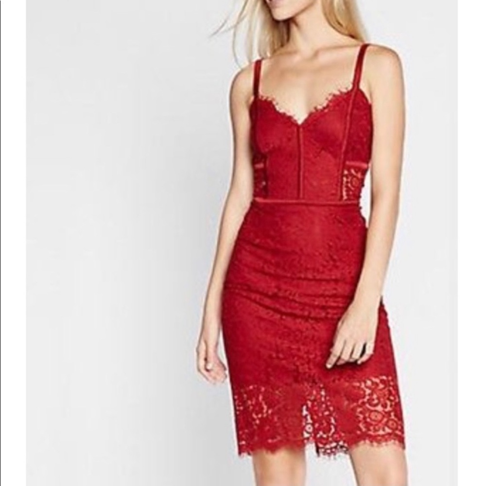 Express- Red HOT dress with see through middle
